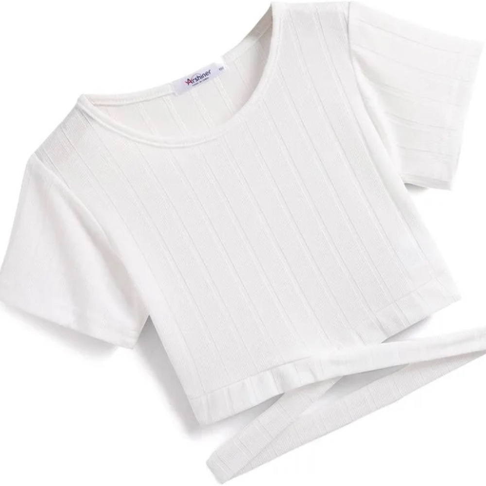 Girls Crisscross Crop Top Short Sleeve Tee
